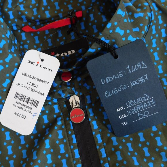 NWT Kiton Cima print bomber jacket fall windbreaker luxury zip top made in Italy - Picture 8 of 15